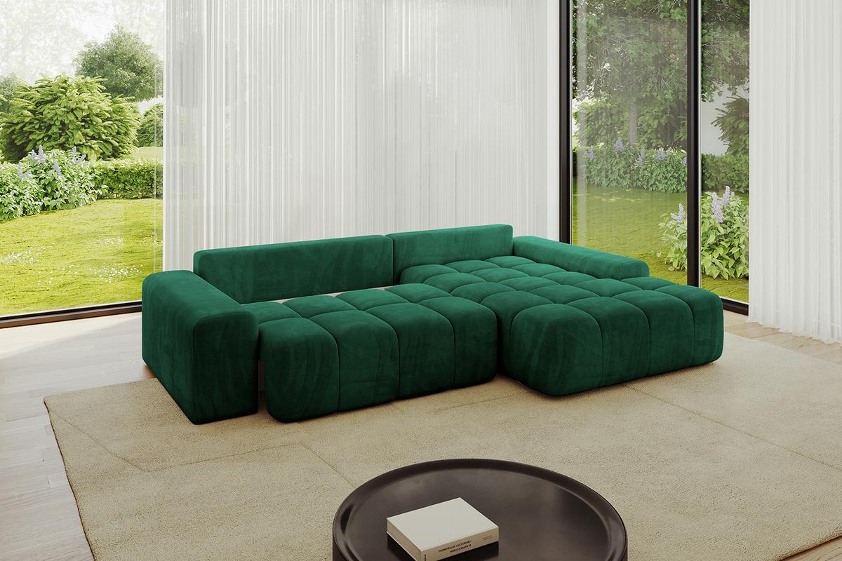 ECKSOFA Ottomane Rechts ENSI-L - 267x164x69 cm Dunkelgrün - Dunkelgrün, Holzwerkstoff/Kunststoff (164/267cm) - ALTDECOR