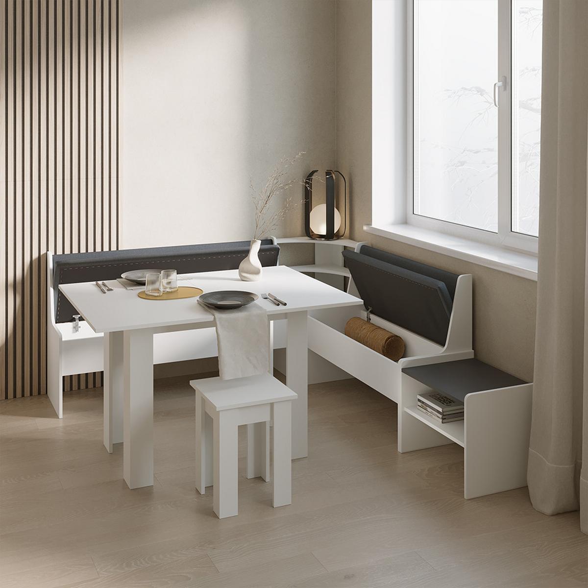 ESSZIMMERBANK Tiberio Weiß 53.5 x 41.1 cm - Weiß, Holzwerkstoff (53.5/45.5/41.1cm) - Livinity®