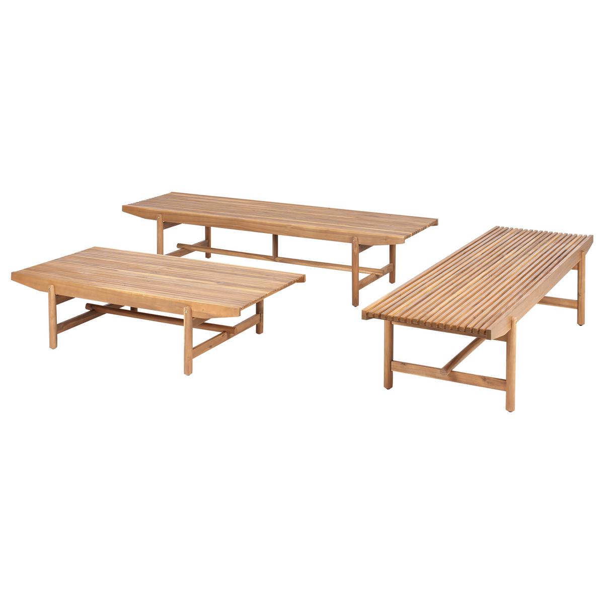 LOUNGE-SET 4-Sitzer Heller Holzfarbton Giaveno - Hellbraun/Weiß, Holz - Beliani