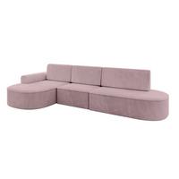 ECKSOFA mit Schlaffunktion Ottomane Links MARI L2-S 368X167X85 Rosa Cord - Schwarz/Rosa, Holzwerkstoff/Kunststoff (368/167cm) - ALTDECOR