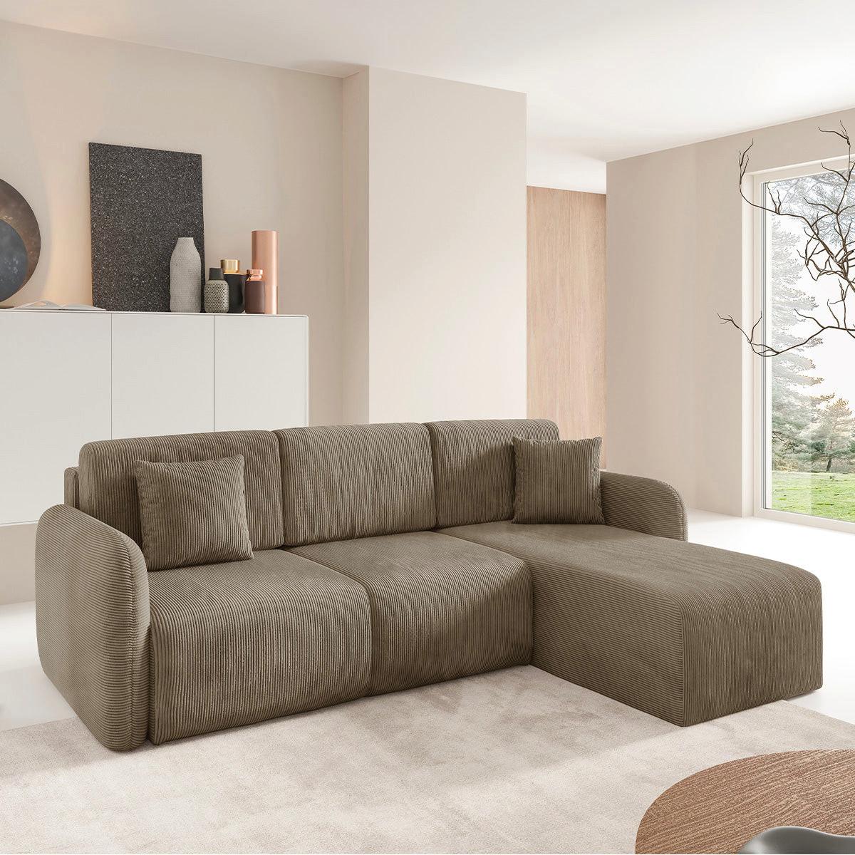 ECKSOFA Dora 3 Sitzplätze Taupe - Taupe, Holz (245/185cm) - Petits-meubles