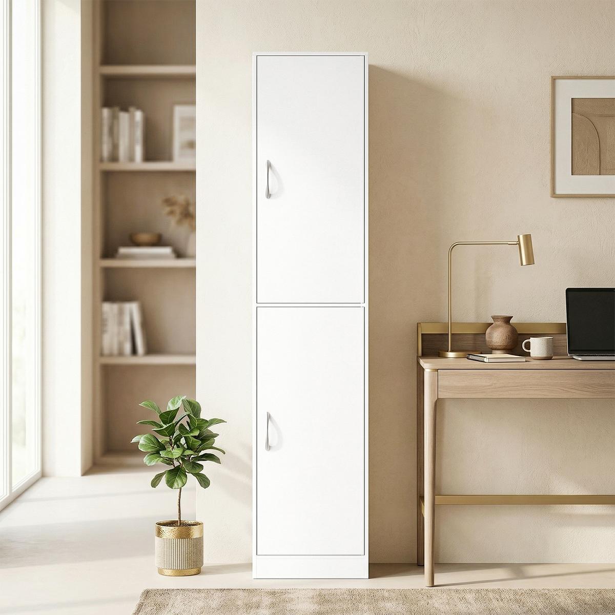 BÜCHERREGAL Spanplatte MDF Weiß - Weiß, Holzwerkstoff/Metall (35/180/40cm) - HOMCOM