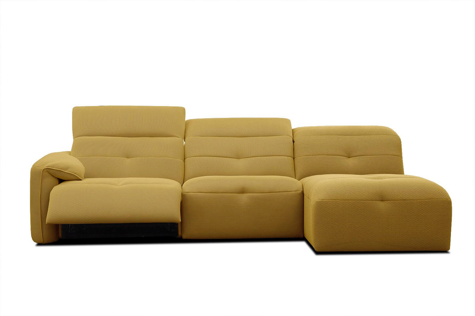 ECKSOFA TRENTO 4-Sitzer mit 1 Relaxfunktion, gelb - Gelb/Schwarz, Holzwerkstoff/Kunststoff (262/165cm) - Wozimo