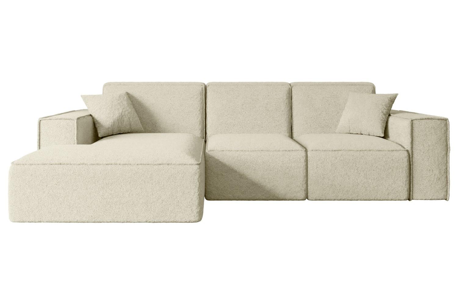 ECKSOFA Ottomane Links SERRA-L - 266x169x80 cm Beige Bouclé - Beige/Schwarz, Holzwerkstoff/Kunststoff (165/266cm) - ALTDECOR