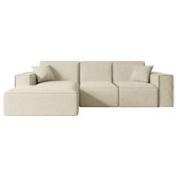 ECKSOFA Ottomane Links SERRA-L - 266x169x80 cm Beige Bouclé - Beige/Schwarz, Holzwerkstoff/Kunststoff (165/266cm) - ALTDECOR