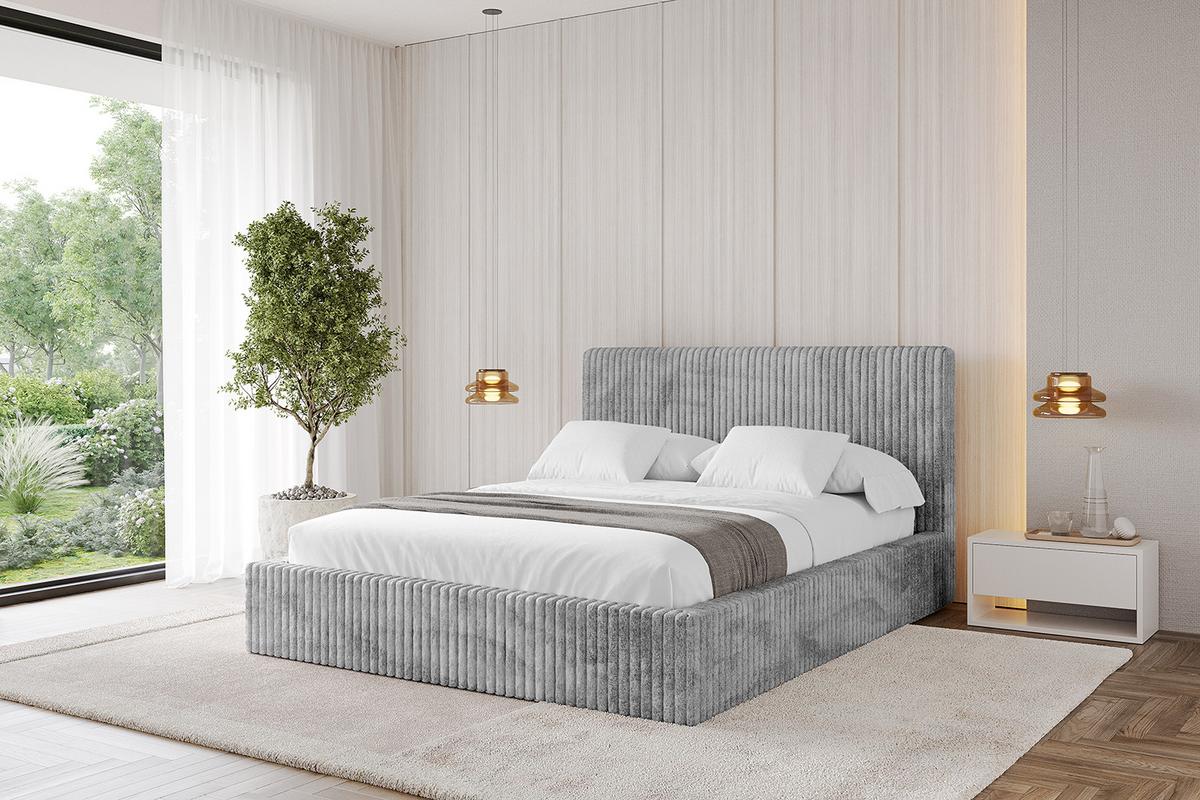 POLSTERBETT mit Bettkasten und Lattenrost, Bett mit Matratze H3/H4 - ALOVA-V1 120x200 Hellgrau - Hellgrau, Holzwerkstoff/Textil (120/200cm) - ALTDECOR