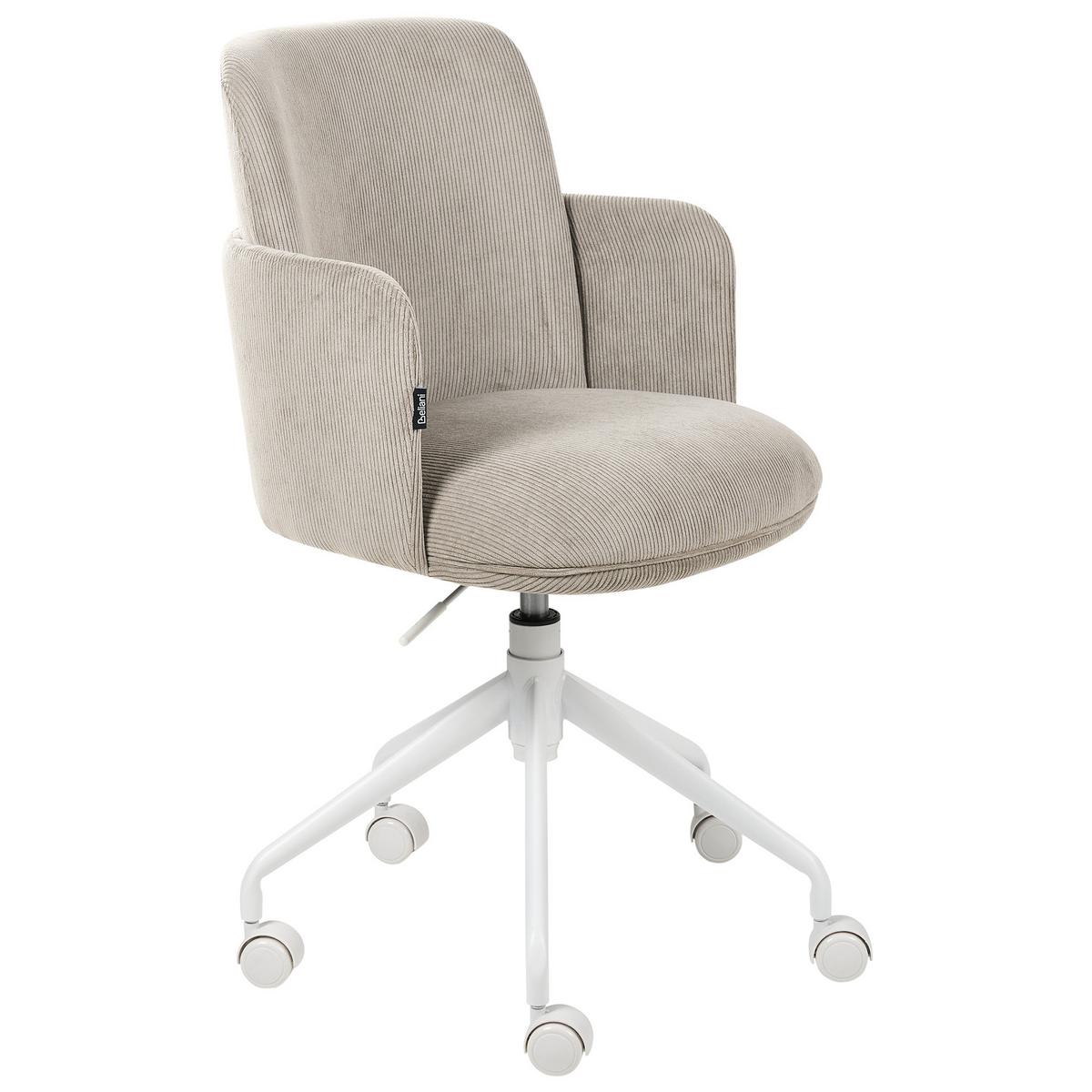 BÜROSTUHL Cord Taupe Dryden - Taupe/Weiß, Textil (60/84/60cm) - Beliani
