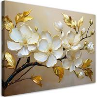 WANDBILD magnolie weiße blume natur - Weiß, Textil (60/40cm) - Feeby