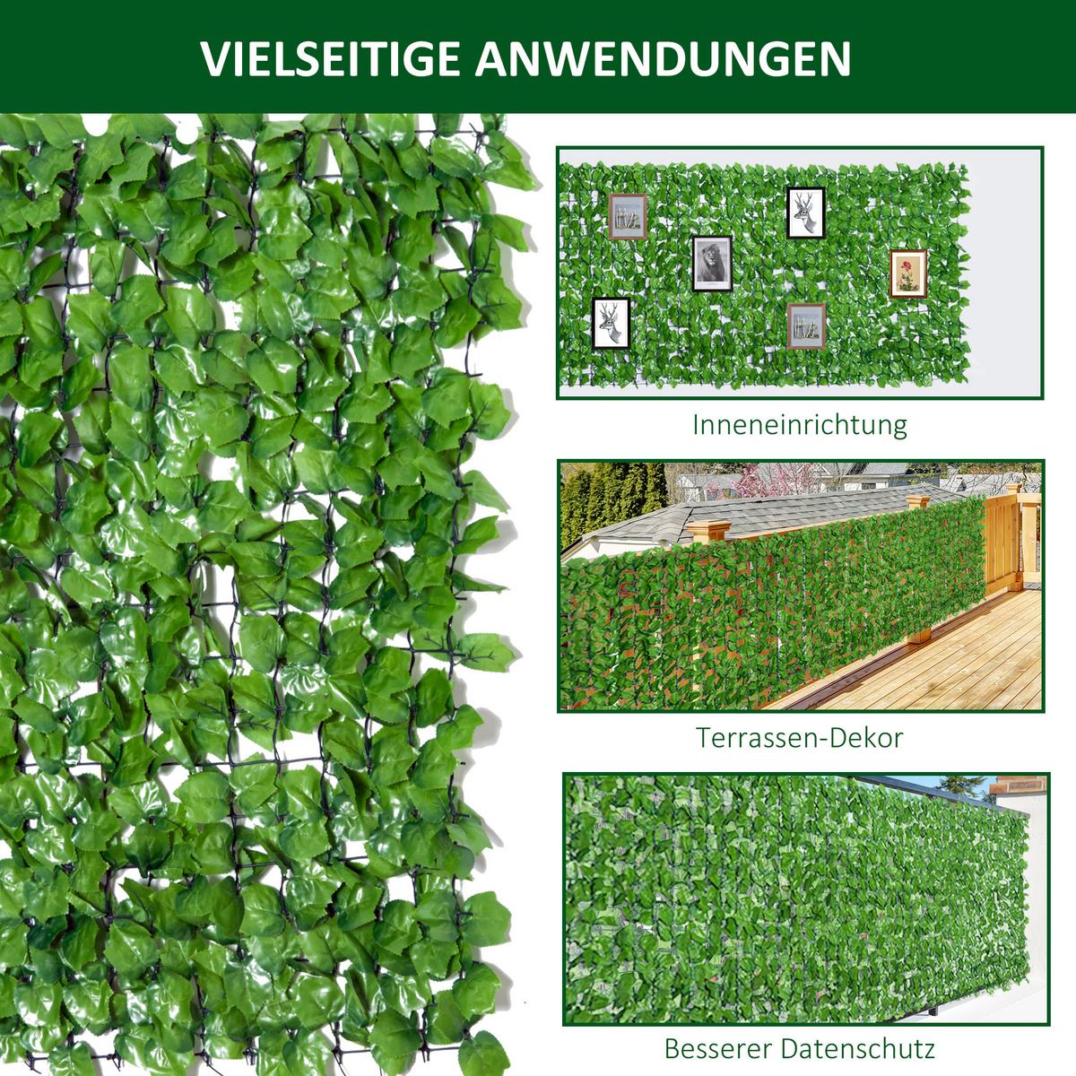 SICHTSCHUTZHECKE, Hellgrün, 300 x 100 cm - Grün, Kunststoff (100/1cm) - Outsunny