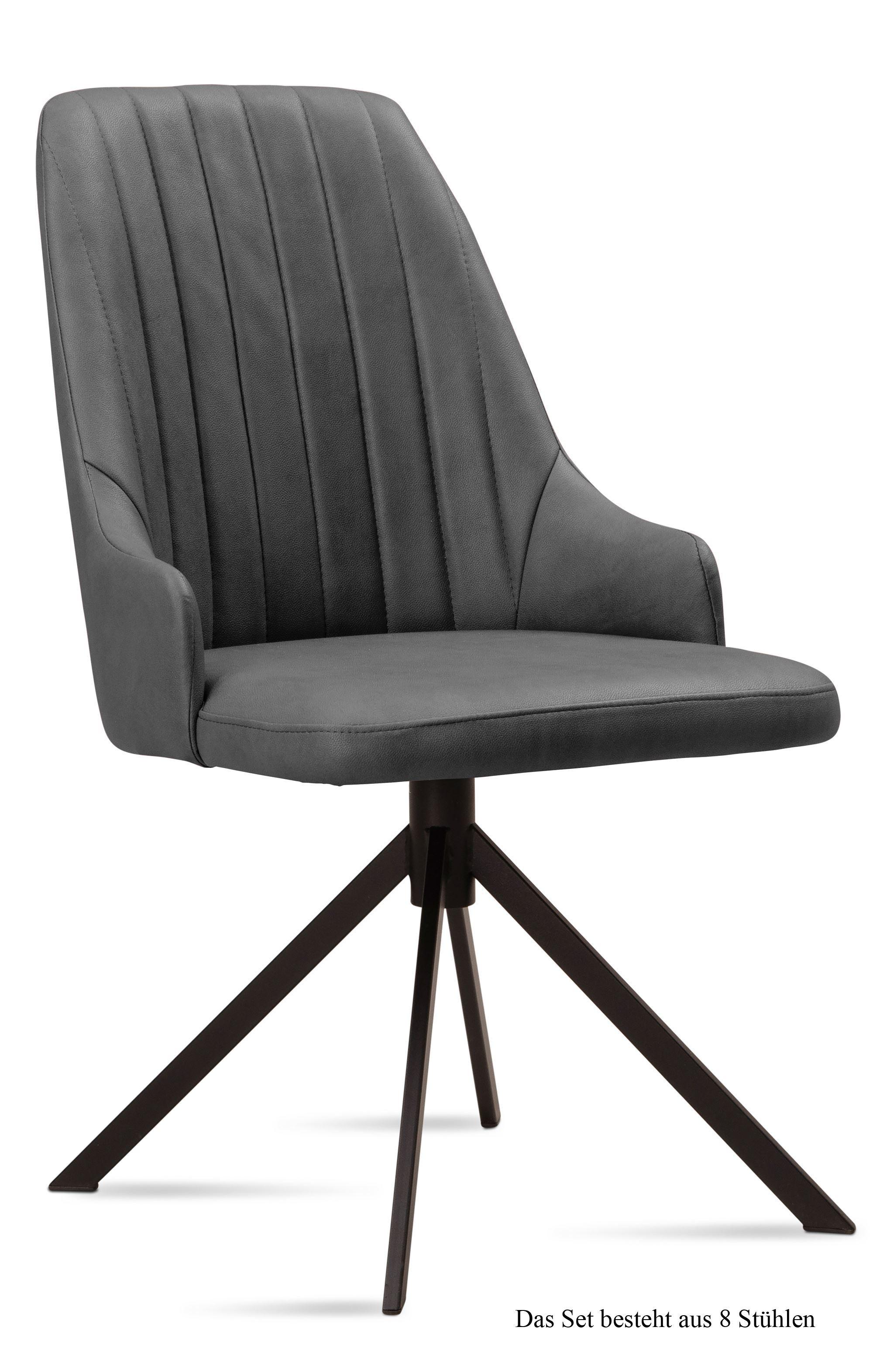 ESSZIMMERSTUHL (8er-Set) Dunya 52x91x60 Schwarz/Grau - Schwarz/Grau, Kunststoff (60/91/52cm) - 58aufmkessel