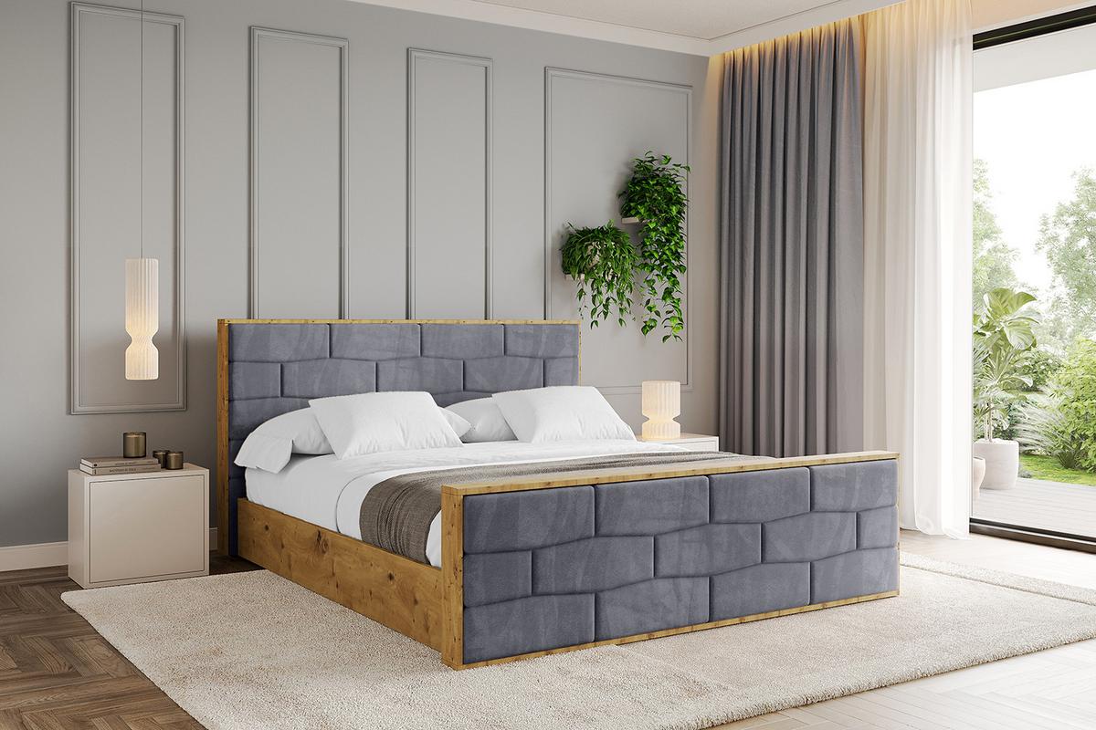 POLSTERBETT mit Bettkasten, Fußteil und Lattenrost, Boxbett mit Matratze H3/H4 - ENZO8-Z 200x200 Dunkelgrau - Dunkelgrau, Holzwerkstoff/Textil (200/200cm) - ALTDECOR