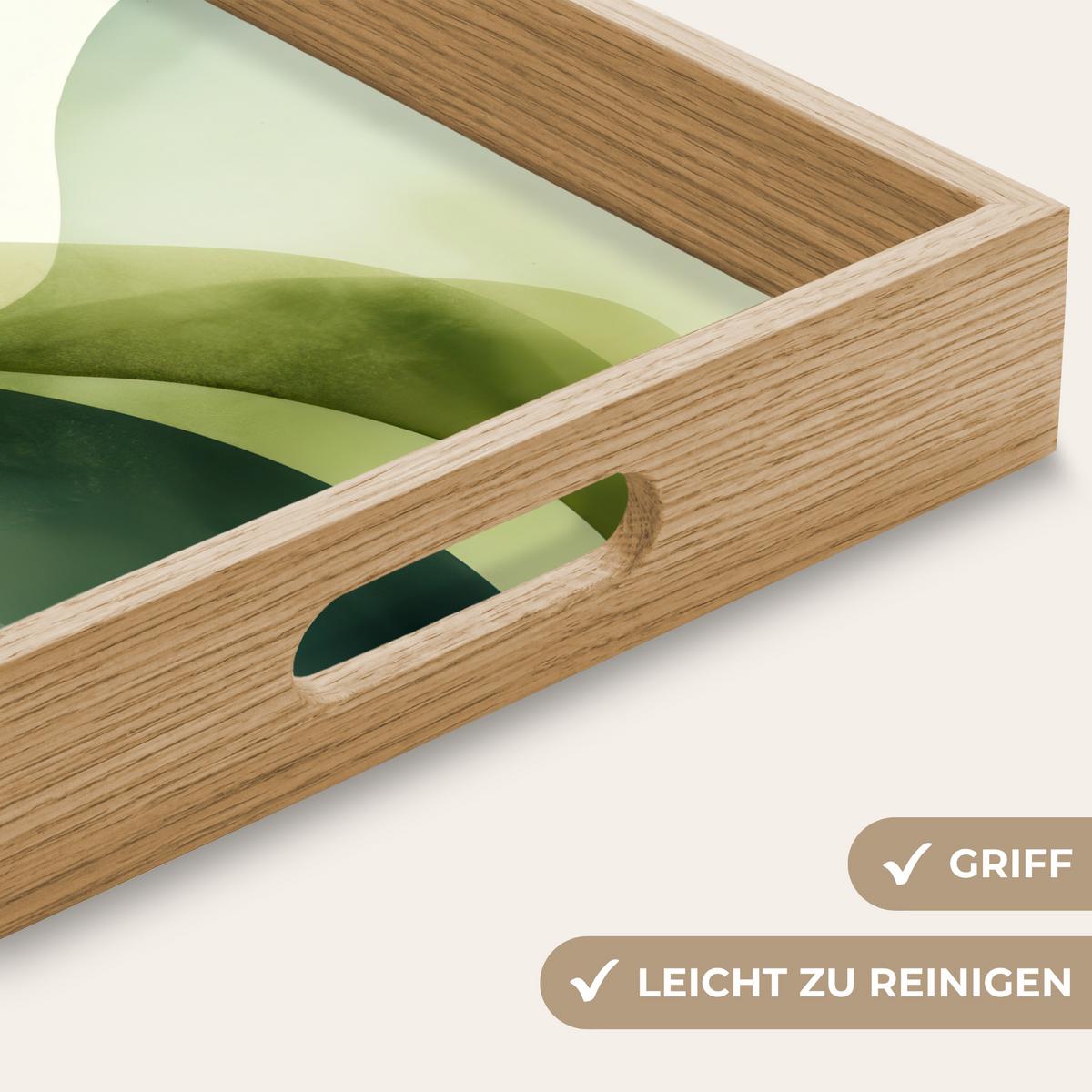 TABLETT Wellen - Abstrakt - Hellgrün - Ornamental 40x30 cm - Grün, Holz (40/5/5cm) - OnlyWow