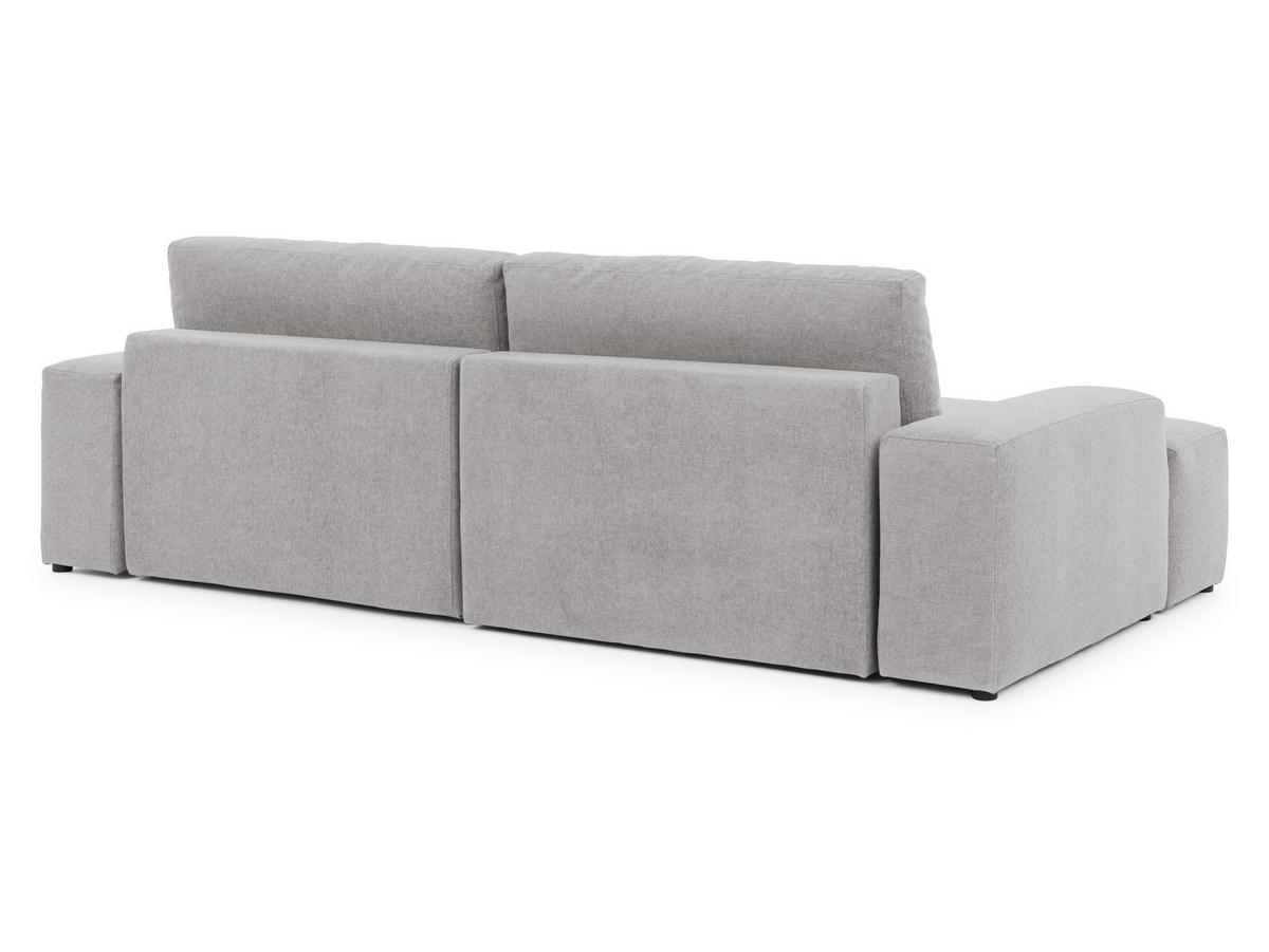 ECKSOFA inkl. Hocker Lennon aus Hellgrau Strukturstoff mit Schlaffunktion und Bettkasten - Hellgrau/Schwarz, Holz/Kunststoff (137/264cm) - S-Style