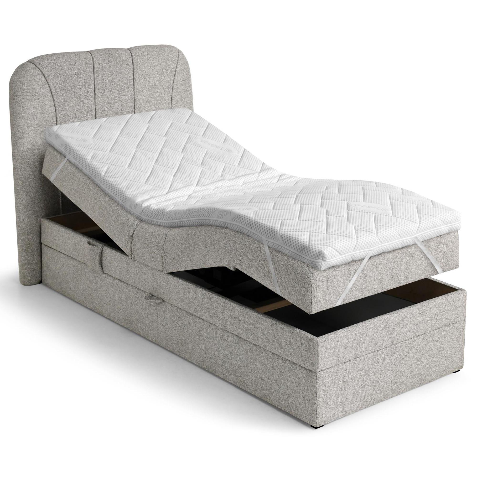 BOXSPRINGBETT Romeo, Einzelbett mit elektrischer Matratzenverstellung, 90x200 cm, Beige - Beige, Textil (90/200cm) - Beautysofa