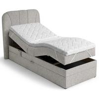 BOXSPRINGBETT Romeo, Einzelbett mit elektrischer Matratzenverstellung, 90x200 cm, Beige - Beige, Textil (90/200cm) - Beautysofa