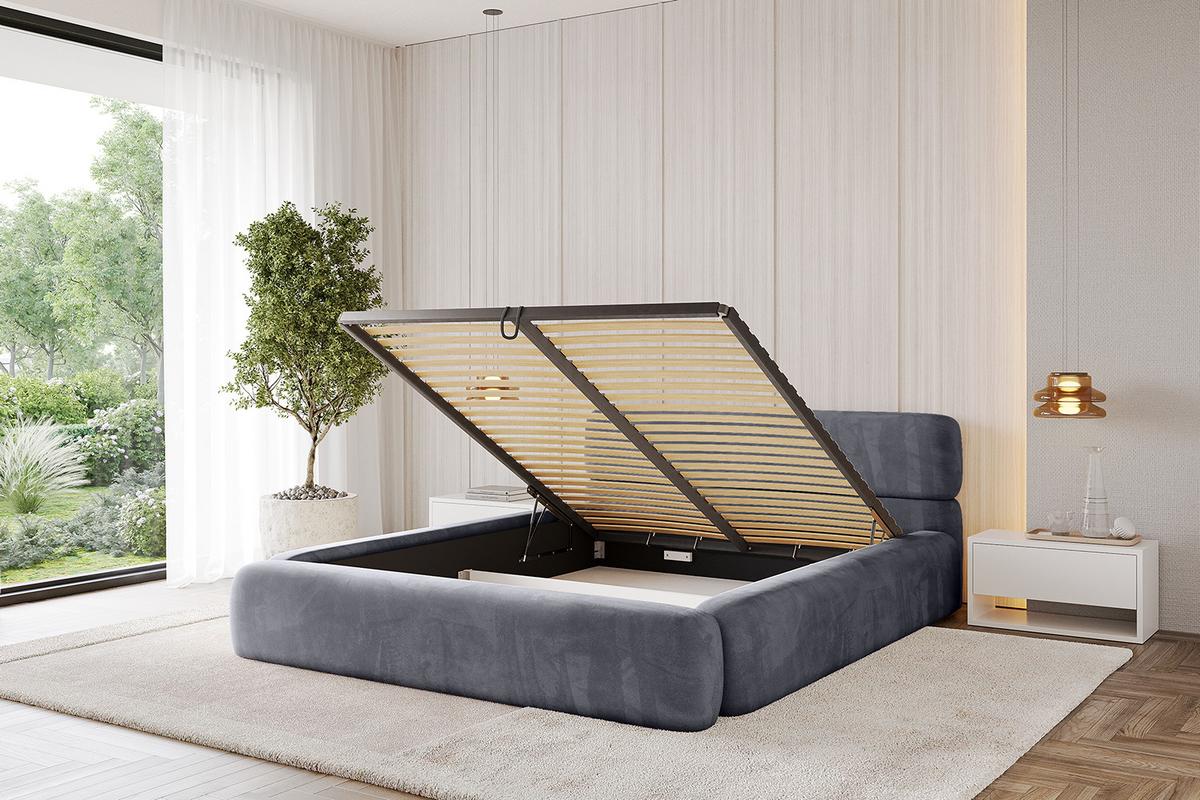 POLSTERBETT mit Bettkasten und Lattenrost, Bett mit Matratze H3/H4 - ENORA-V1 180x200 Dunkelgrau - Dunkelgrau, Holzwerkstoff/Textil (180/200cm) - ALTDECOR