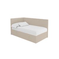 EINZELBETT Jugendbett mit Bettkasten Rechts, mit Matratze - LOVY 80x200 Dunkelbeige - Mokka, Holzwerkstoff/Textil (80/200cm) - ALTDECOR