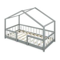 HAUSBETT Treviolo - Hellgrau/Weiß, Holz (80/160cm) - [en.casa]