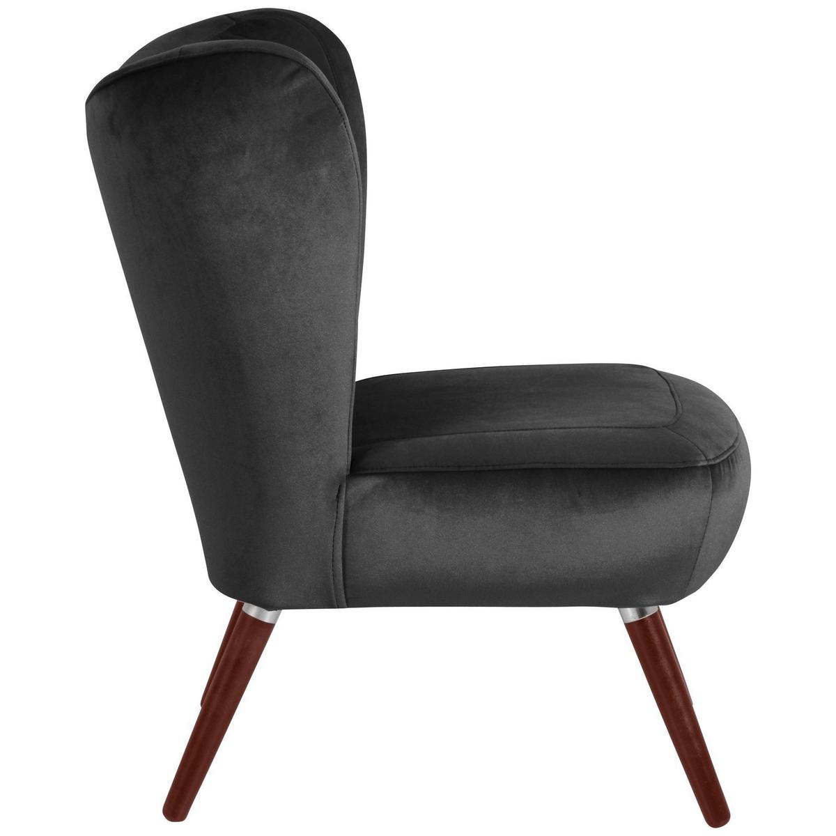 SESSEL Kathy Bezug Samtvelours Buche nussbaum dunkel / anthrazit - Anthrazit, Kunststoff (70/86/69cm) - 58aufmkessel
