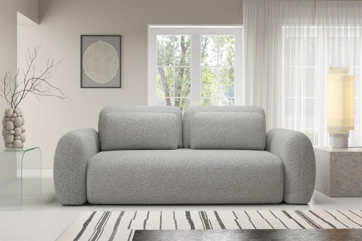 SCHLAFSOFA Gaston - Hellgrau, Holzwerkstoff/Textil (266/95/110cm) - Fun Möbel