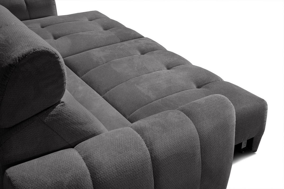 ECKSOFA KIMI 3-Sitzer, ausziehbarer Sitz, verstellbare Kopfstützen, dunkelgrau - Anthrazit/Schwarz, Holzwerkstoff/Textil (270/160cm) - Wozimo
