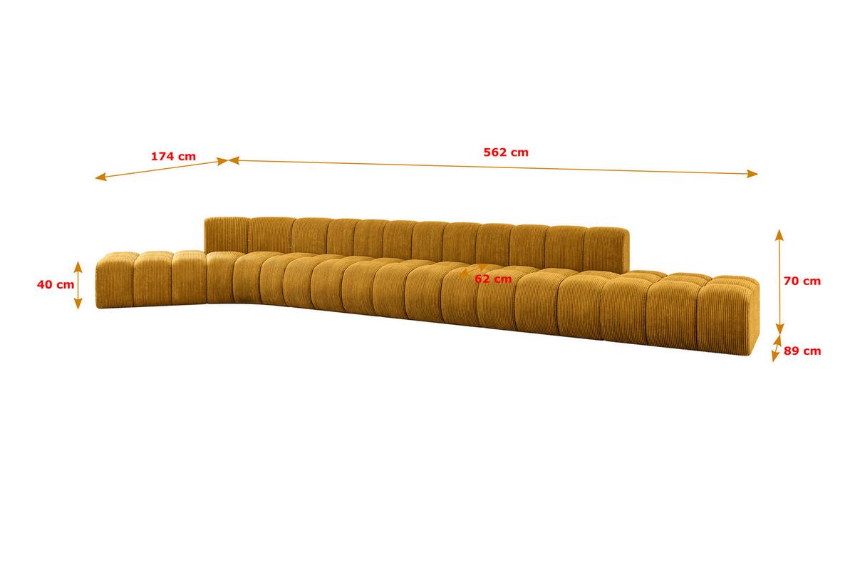 ECKSOFA modulares Sofa Solven-L3 - 562x174x70 cm Senfgelb - Currygelb, Holzwerkstoff/Textil (562/174cm) - ALTDECOR