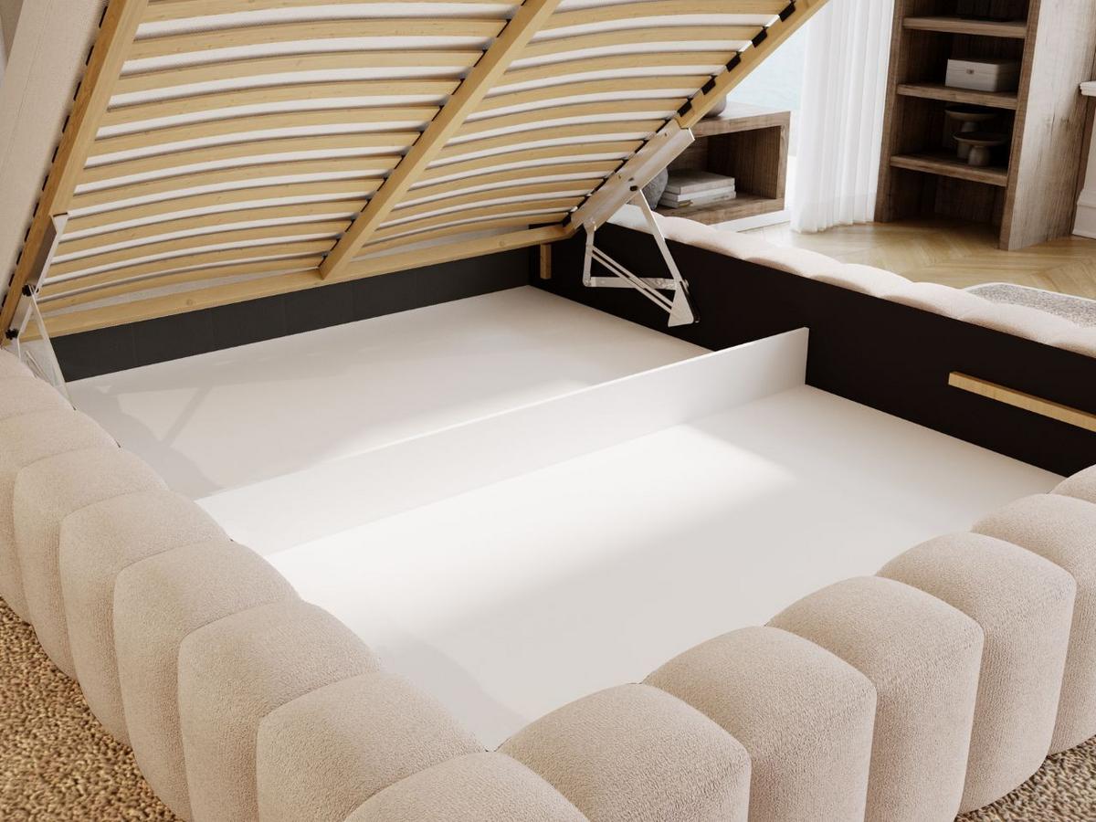 POLSTERBETT Rotto 180x200 Beige - Beige/Naturfarben, Holz/Kunststoff (180/200cm) - Graingold