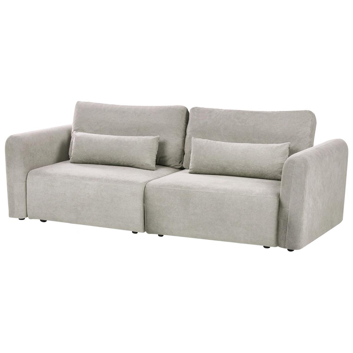 SCHLAFSOFA 3-Sitzer Stoff Grau mit Stauraum Vaxholm - Grau, Textil (232/86/87cm) - Beliani
