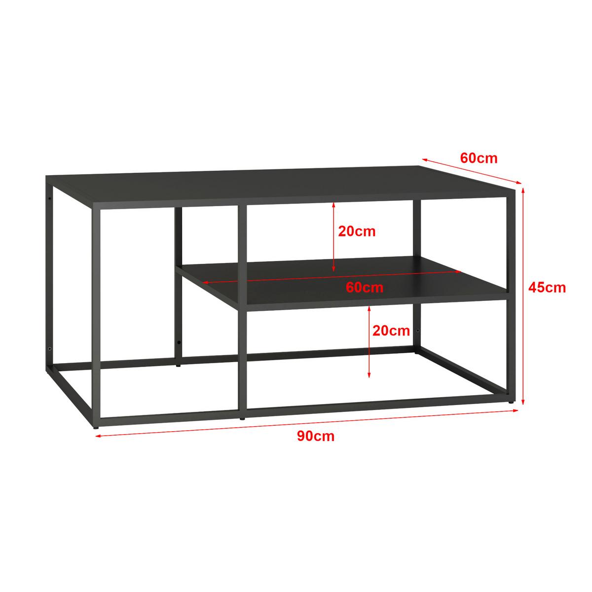 COUCHTISCH Solund 45/90/60 cm - Schwarz, Metall (60/90/45cm) - [en.casa]