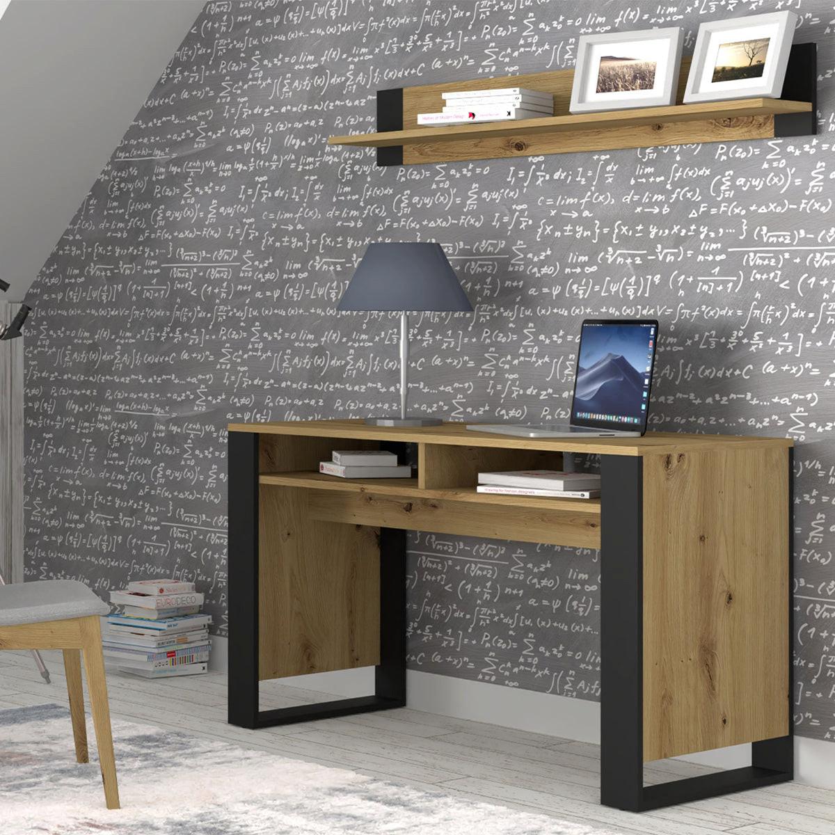 SCHREIBTISCH Gani Holz und Mattschwarz - Schwarz, Holzwerkstoff (120/55/75cm) - Petits-meubles