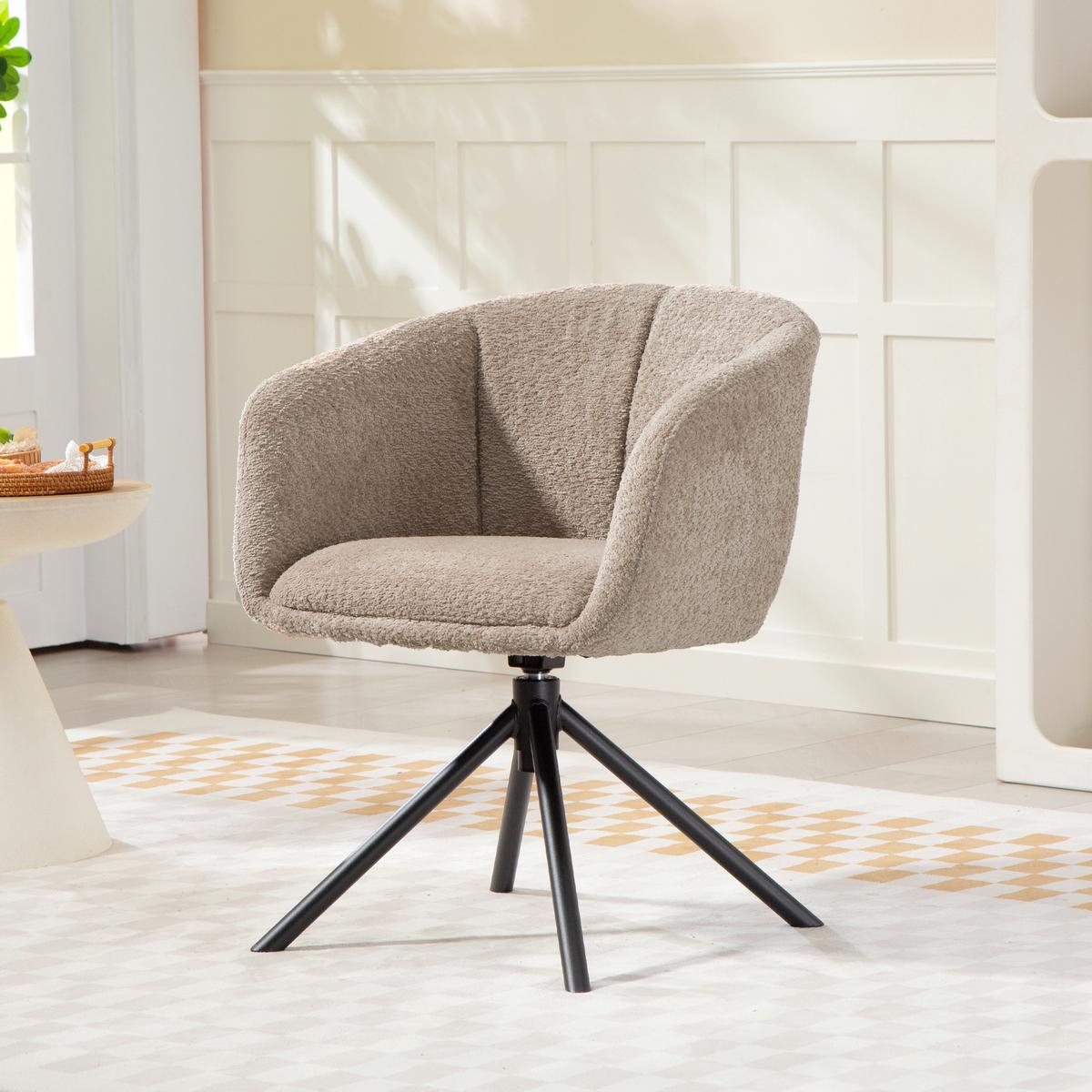 ARMLEHNENSTUHL Loungesessel mit Armlehne, 360° Drehfunktion, Leinenoptik, Hellbraun - Braun, Textil (58.5/78.5/59cm) - HOMCOM