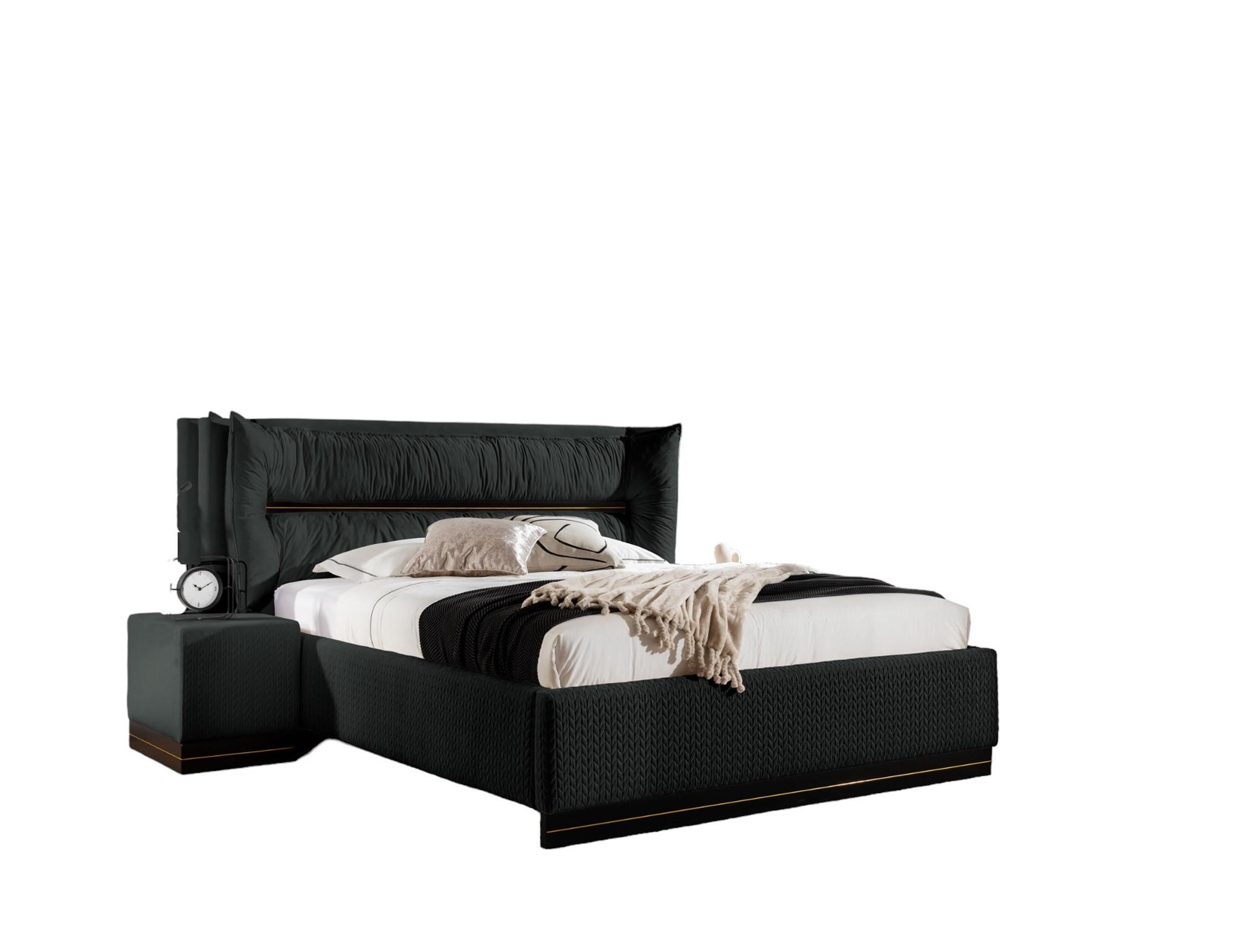 POLSTERBETT Hamilton Magic Velvet Set.2 - Schwarz, Holzwerkstoff/Textil (160/200cm) - Fun Möbel