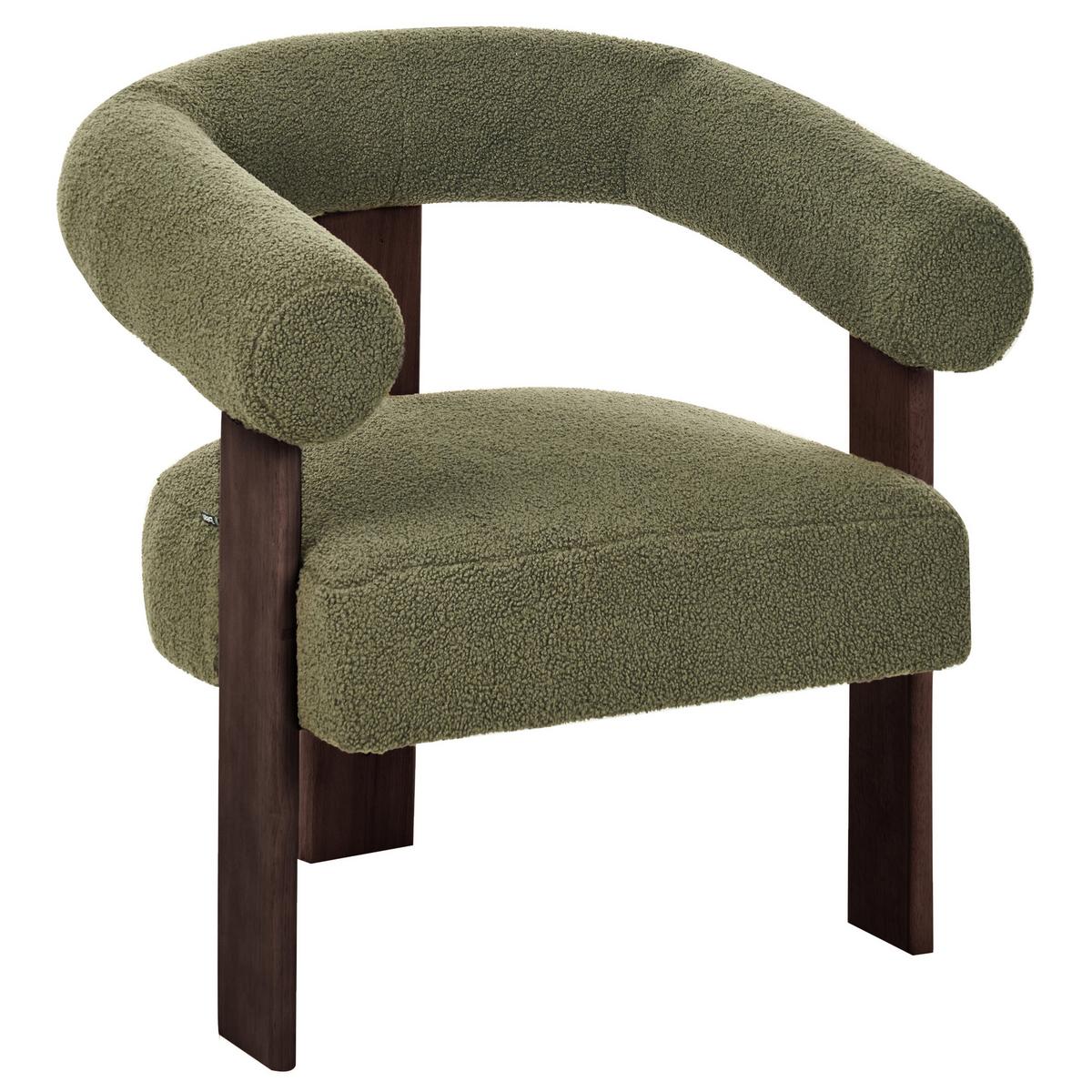 SESSEL Bouclé Grün/Dunkelbraun Ilbro - Braun/Grün, Textil (77/76/68cm) - Beliani