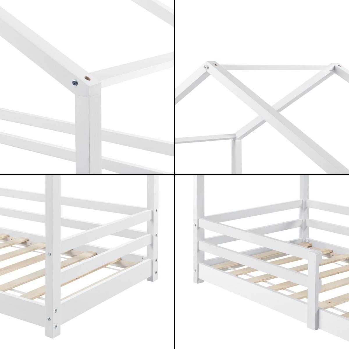 HAUSBETT Knätten - Weiß, Holz (90/200cm) - [en.casa]