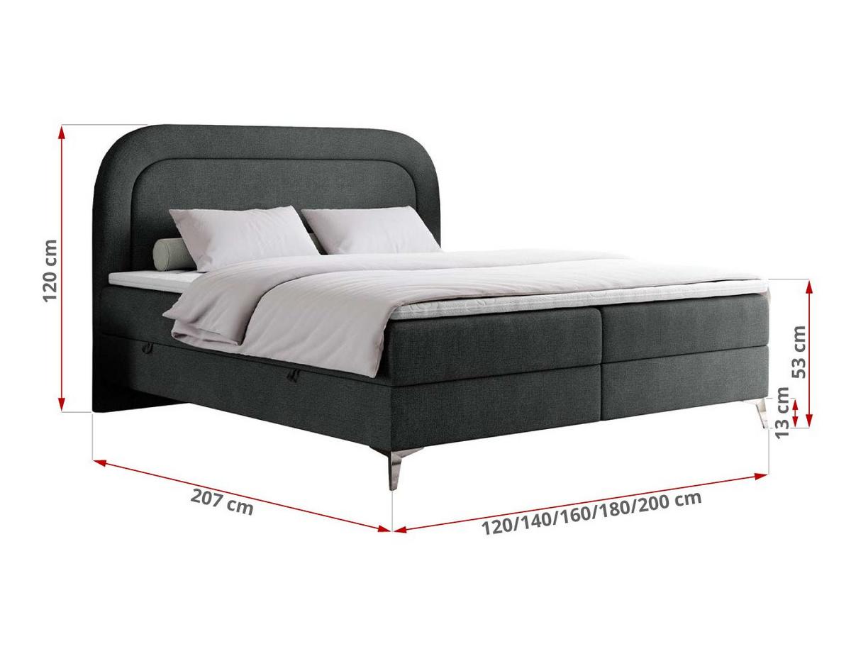 BOXBETT EIRA 180/200 Dunkelgrau Struktur - H4 - Dunkelgrau/Silberfarben, Holz/Textil (180/200cm) - MKS