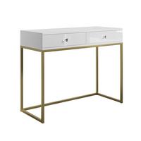 KONSOLE BLANCO GOLD auf goldenem Gestell - Weiß Hochglanz/Goldfarben, Holzwerkstoff (42/100/81cm) - Lookway