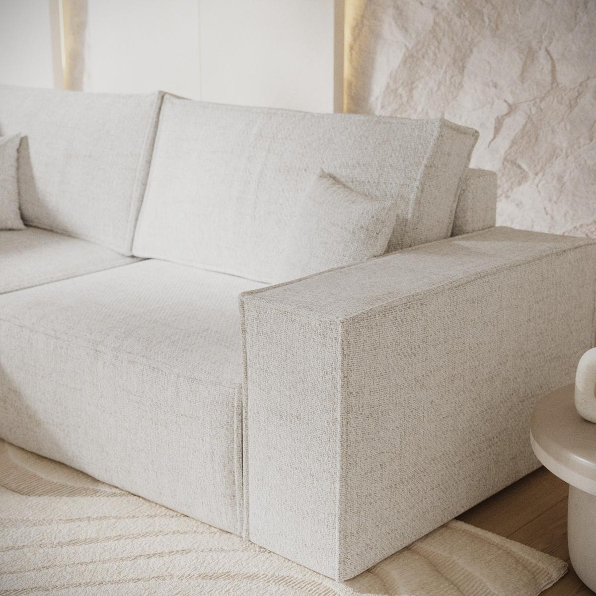 ECKSOFA AVION mit Schlaffunktion Creme im Neve Stoff - Creme/Schwarz, Holz/Holzwerkstoff (253/148cm) - AltaBeds