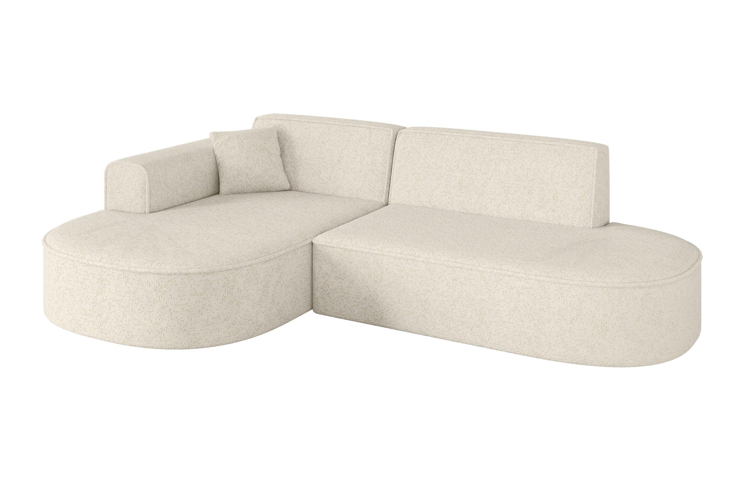 ECKSOFA Ottomane Links MARI-L1 - 243x171x79 cm Creme Tissu - Creme/Schwarz, Holzwerkstoff/Kunststoff (243/171cm) - ALTDECOR