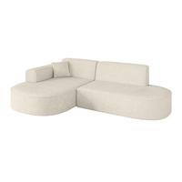 ECKSOFA Ottomane Links MARI-L1 - 243x171x79 cm Creme Tissu - Creme/Schwarz, Holzwerkstoff/Kunststoff (243/171cm) - ALTDECOR