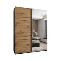 SCHWEBETÜRENSCHRANK 245,5/200/64 2-türig - Silberfarben/Schwarz, Holz/Metall (200/245/64cm) - Abiks Möbel