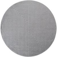 TEPPICH Outdoor ENGADIN in Silber, im Skandi-Stil mit 3D-Design, aus Polypropylen, Ø 120 cm - Silberfarben, Textil (120/120cm) - KADIMA DESIGN