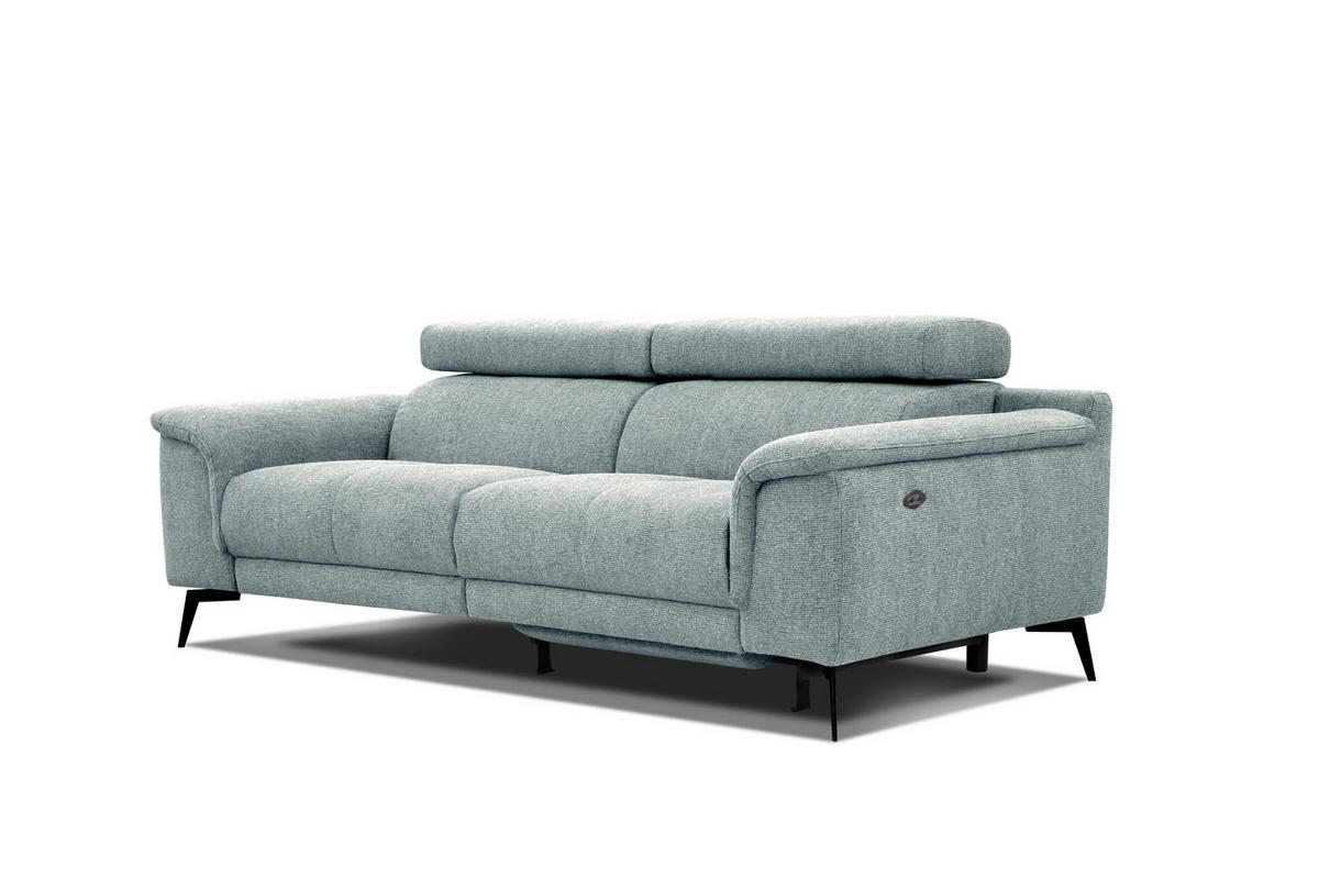 RELAXSOFA FIERO 3-Sitzer mit 1 Relaxfunktion, mintgrün - Schwarz/Mintgrün, Holzwerkstoff/Textil (212/82/103cm) - Wozimo