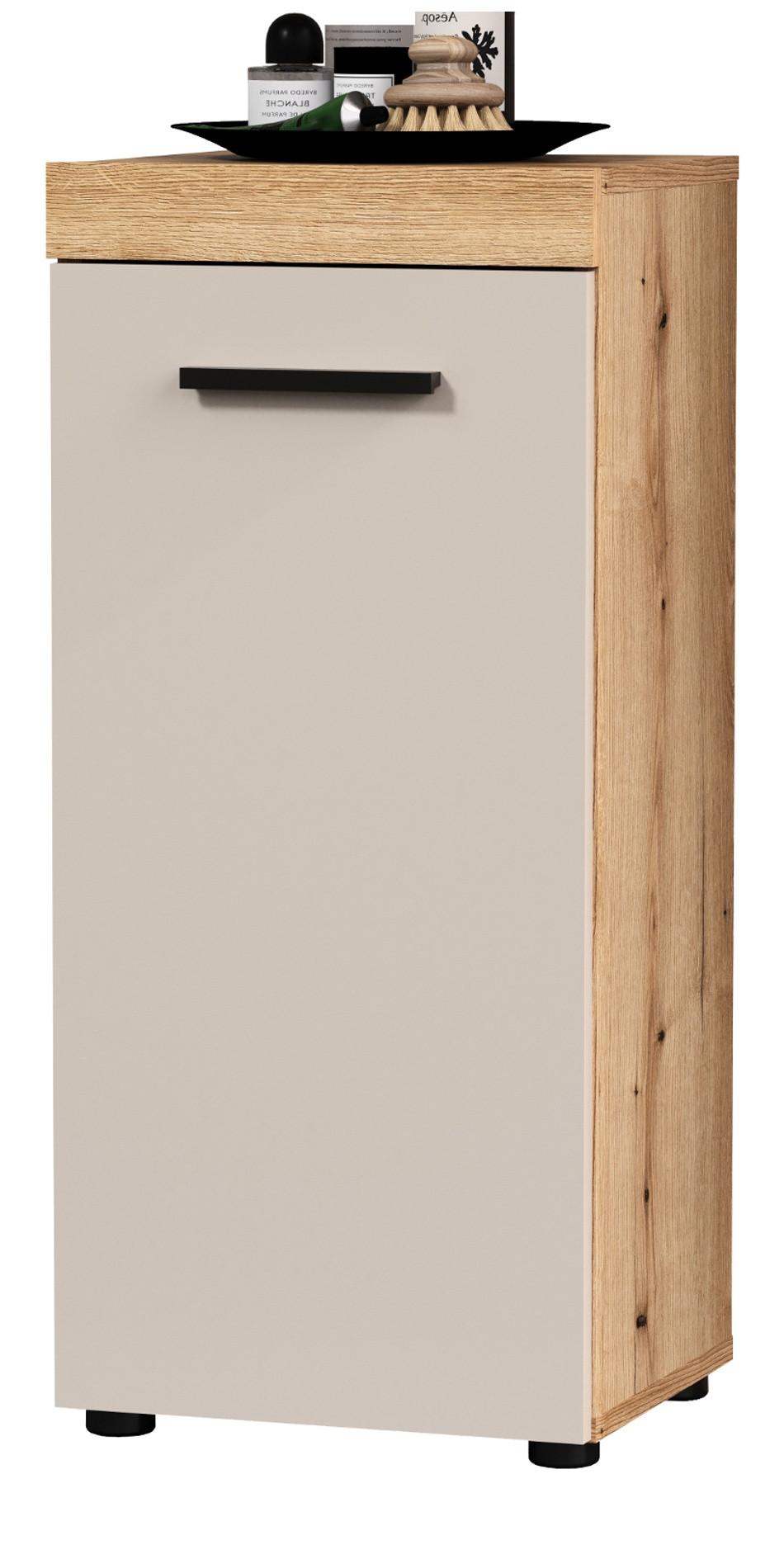 KOMMODE Kaschmir, Evoke Eiche 36 x 81 cm, Badschrank in modernem Design - Kaschmir/Eichefarben, Holzwerkstoff/Kunststoff (36/81/31cm) - Top.Furn
