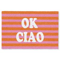 FUSSMATTE Ciao - Zitat - Streifen Sauberlaufmatte 60x40 cm - Orange, Kunststoff (60/0.4cm) - MuchoWow