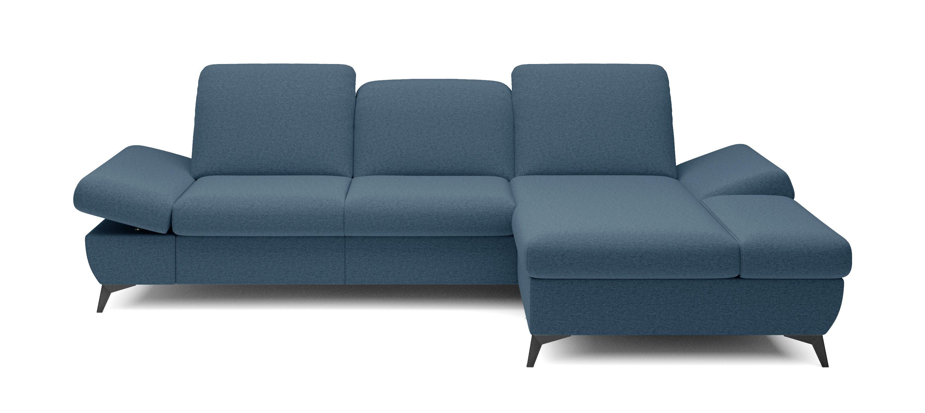 ECKSOFA FELICE R-S Dunkelblau Geflochtener Stoff mit Schlaffunktion - Dunkelblau, Holz (284/166cm) - MASSENO