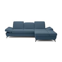 ECKSOFA FELICE R-S Dunkelblau Geflochtener Stoff mit Schlaffunktion - Dunkelblau, Holz (284/166cm) - MASSENO