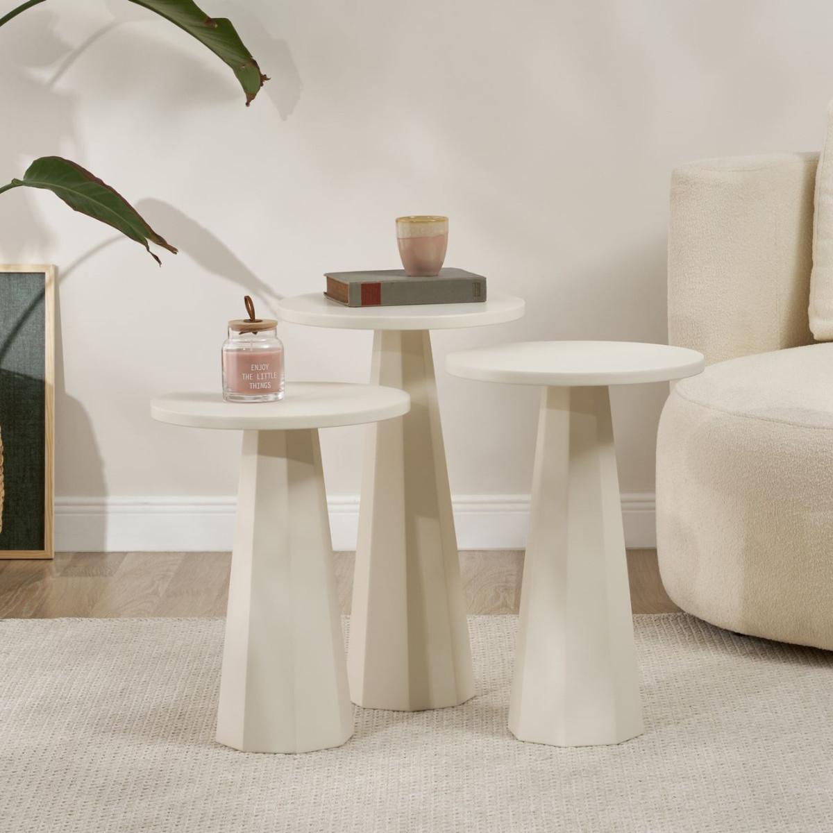 COUCHTISCH 3er-set H57/H52/H47 cm - Weiß, Holzwerkstoff (58/35/57cm) - Calicosy