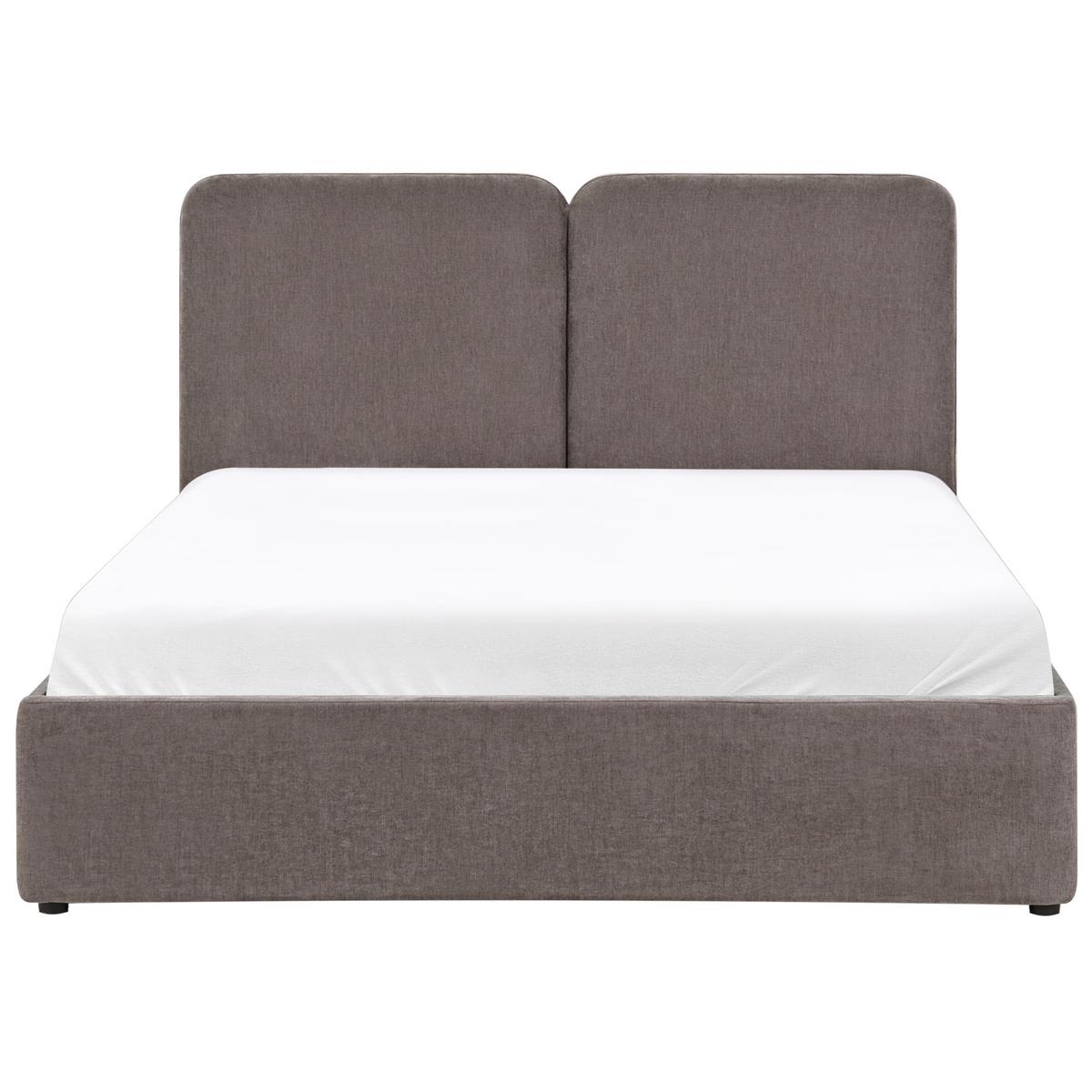 BETT mit Stauraum 160/200 cm Chenillegewebe Taupe Arbois - Taupe, Textil (160/200cm) - Beliani