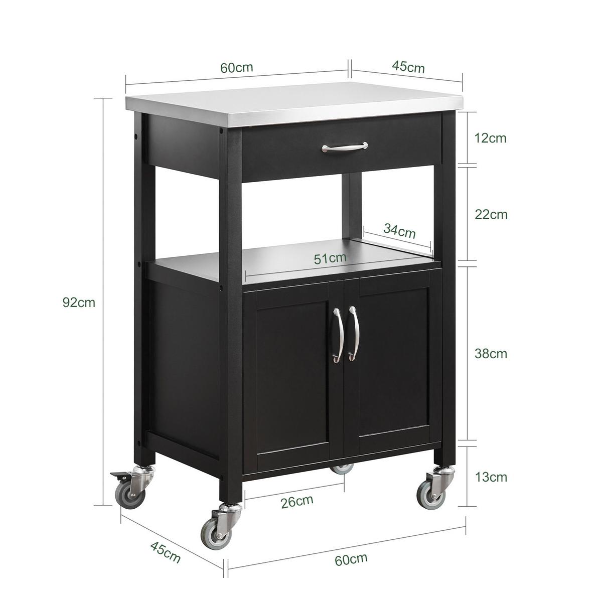 KÜCHENWAGEN Schwarz - Schwarz, Holzwerkstoff (60/90/45cm) - SoBuy