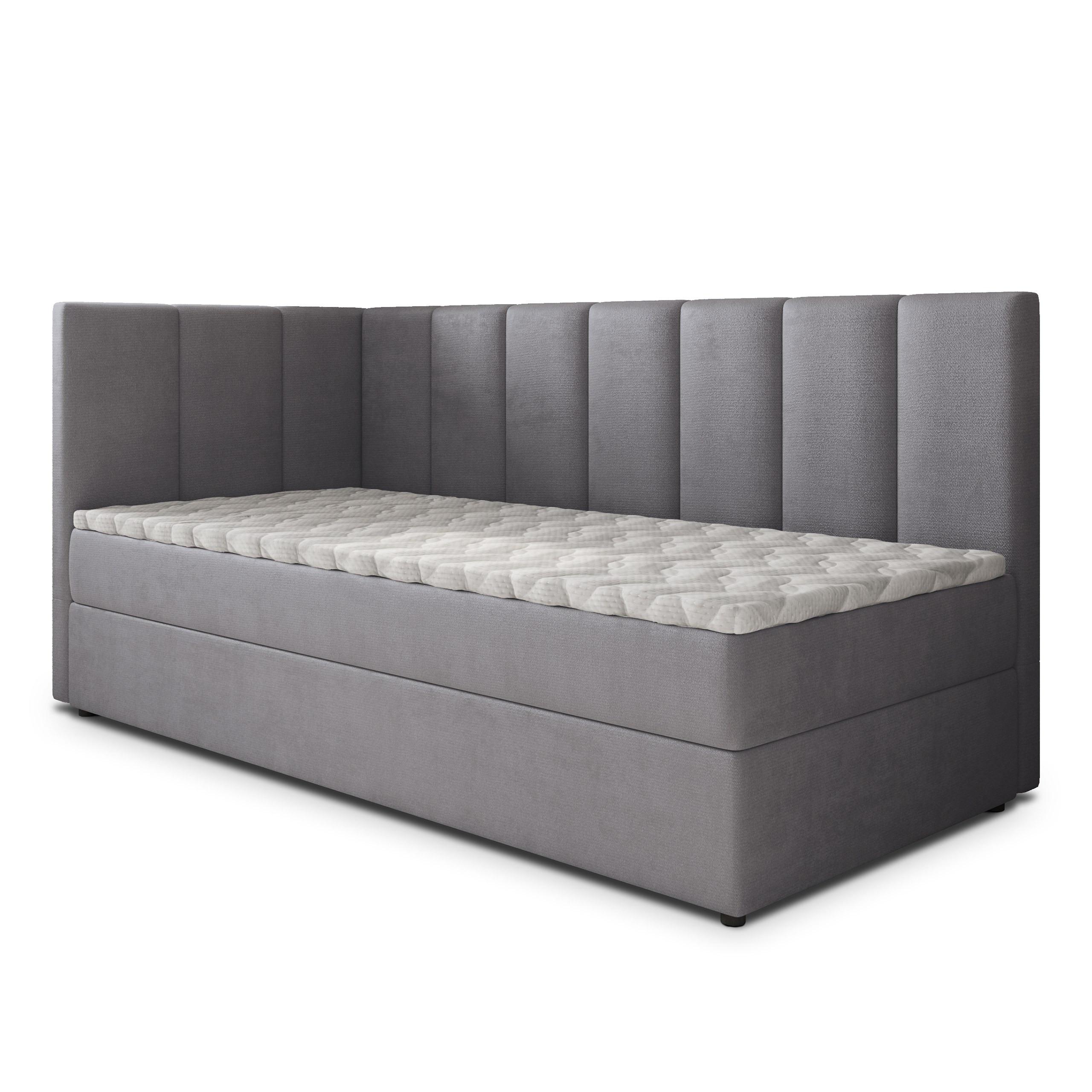 BOXBETT BEVE 80x200 cm mit Matratze und Topper, H2+H3 - Grau - Grau, Holz (80/200cm) - MASSENO